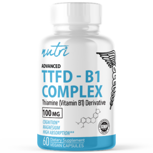 Nutri TTFD Thiamine B1 Supplement – 100mg 60ct – Thiamine Tetrahydrofurfuryl Disulfide